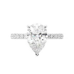 Pear Diamond Platinum Hidden Halo Engagement Ring