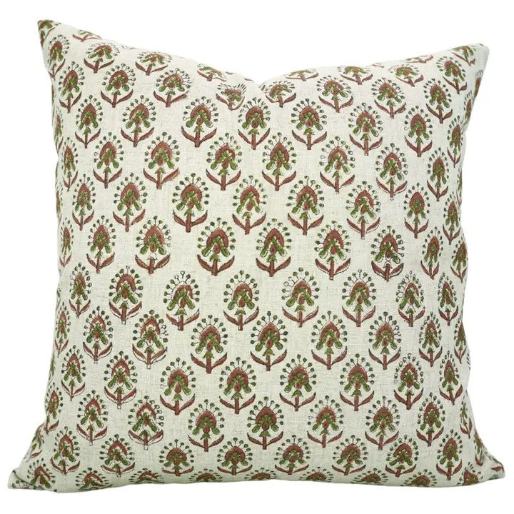 Decorative Hand Block Print Viscose Linen Pillow Cover- Gurukul