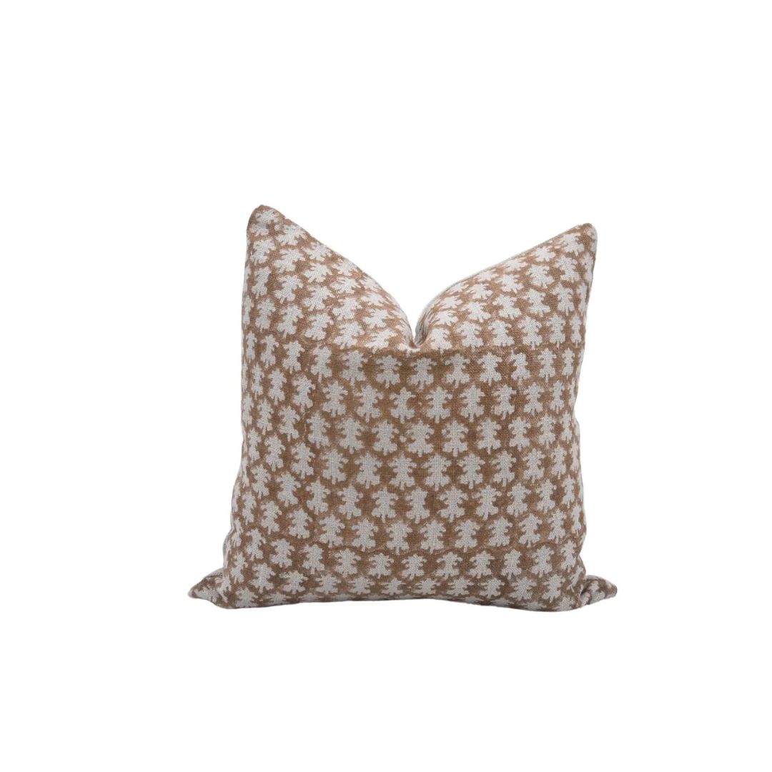 Stylish Handmade Thick Linen Block Print Pillow Cover - Traz