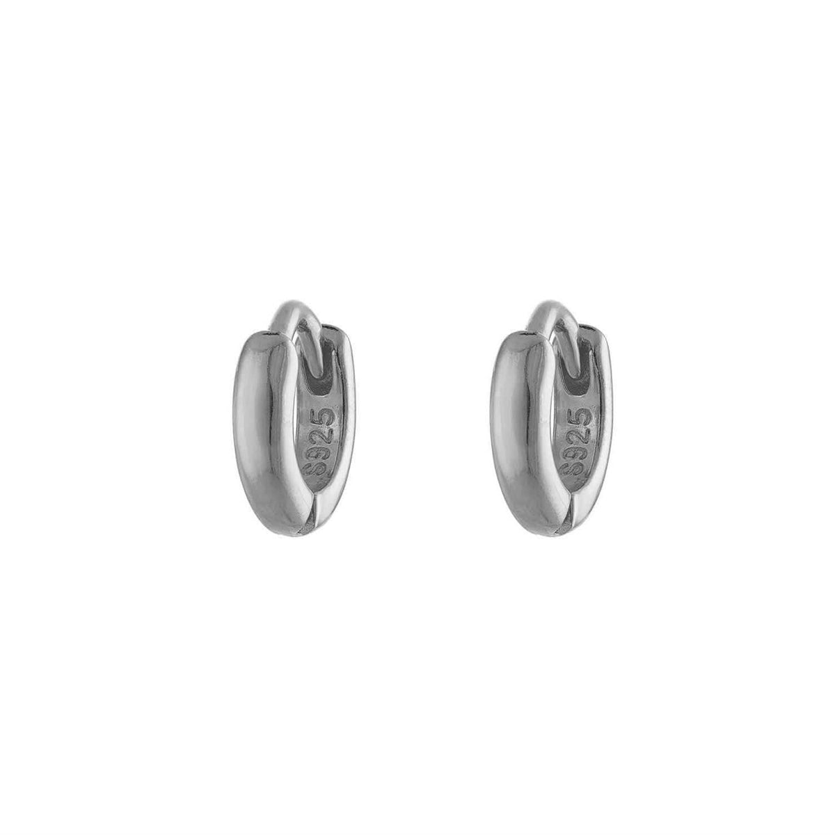 5mm Silver Pave Huggies Earrings Sterling Silver Hoop