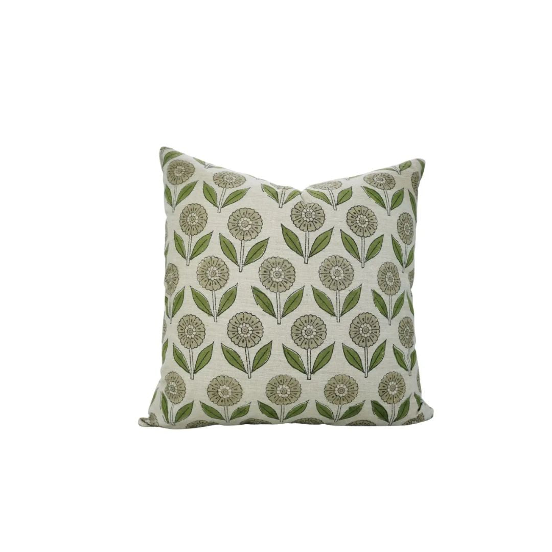 Natural Printed Linen Blend Pillow Cover - Genda Pushp