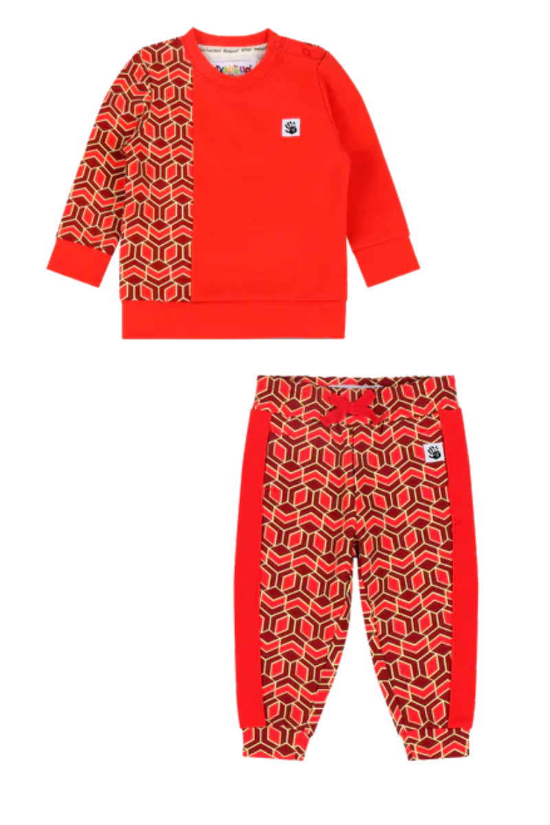 Mixed Up Clothing Baby Crewneck Sweatshirt and Jogger Pant Set Red Multicolor