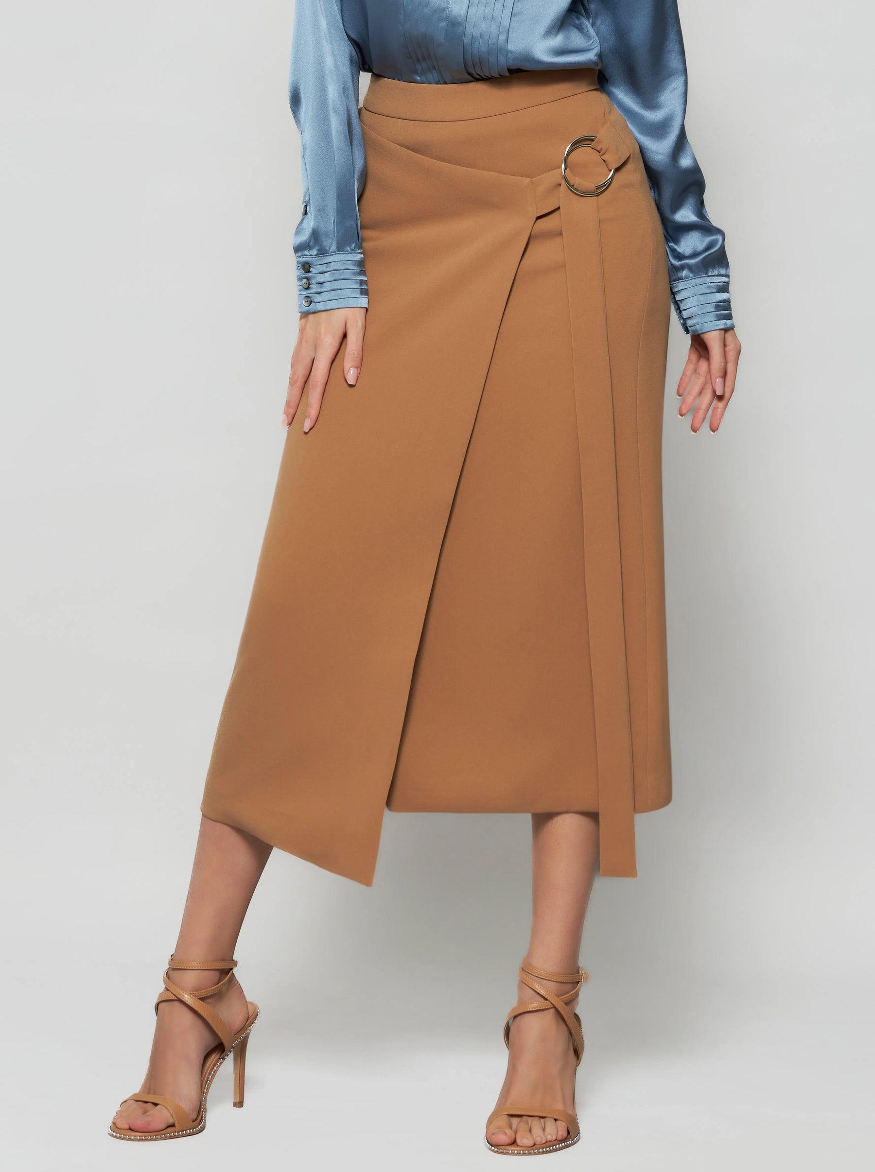 Gina Faux Wrap Crepe Skirt