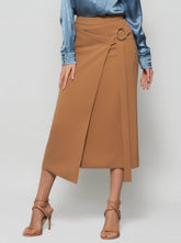 Gina Faux Wrap Crepe Skirt