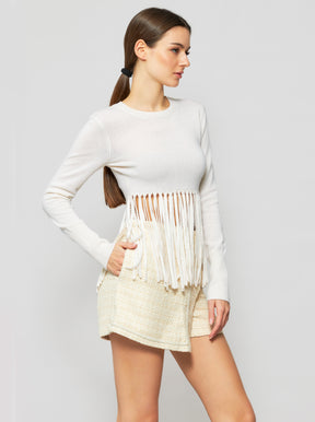 Mia Fringe Cashmere Top