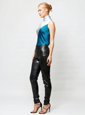 Yera Silk Color Block Top