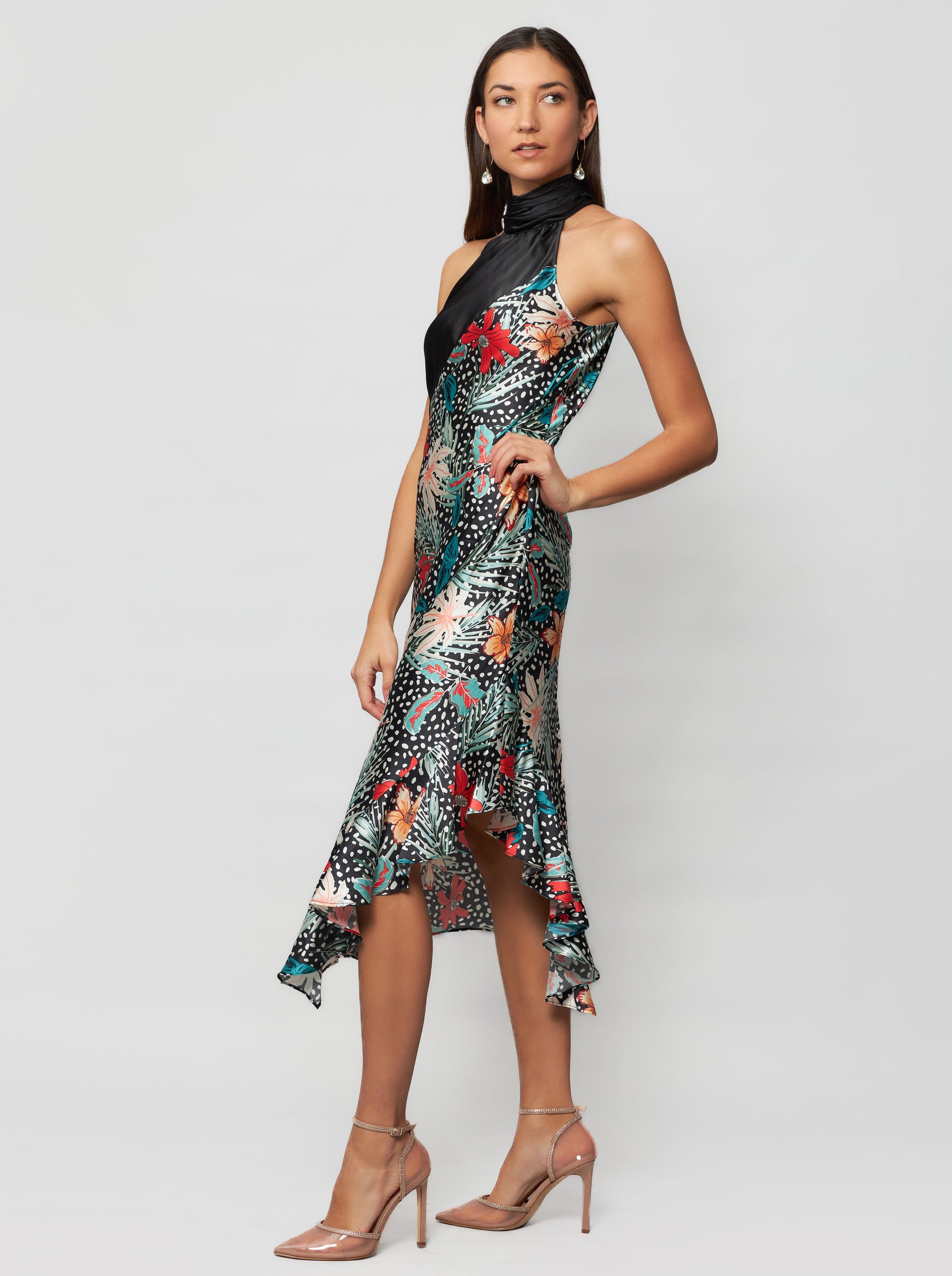 Yera Halter Silk Midi Dress