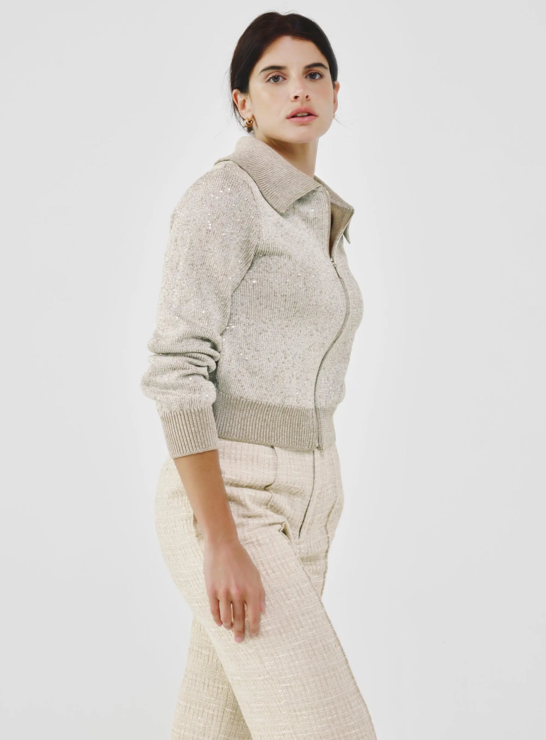 Sequin-Kissed Cotton Cardigan