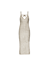 Kaya Crochet Midi Dress in Earthy Sand