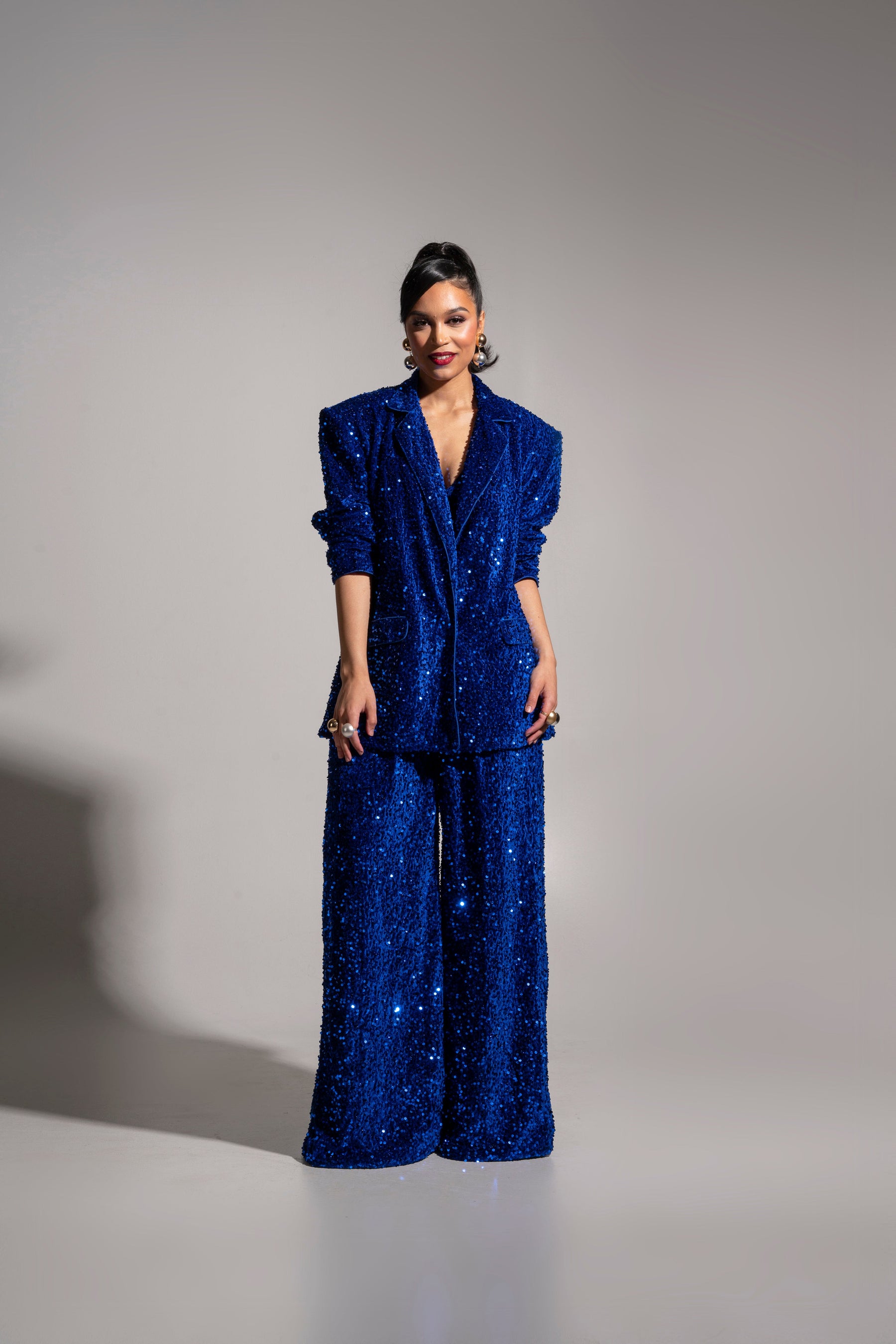 LIZA Sequin Blazer in SAPPHIRE