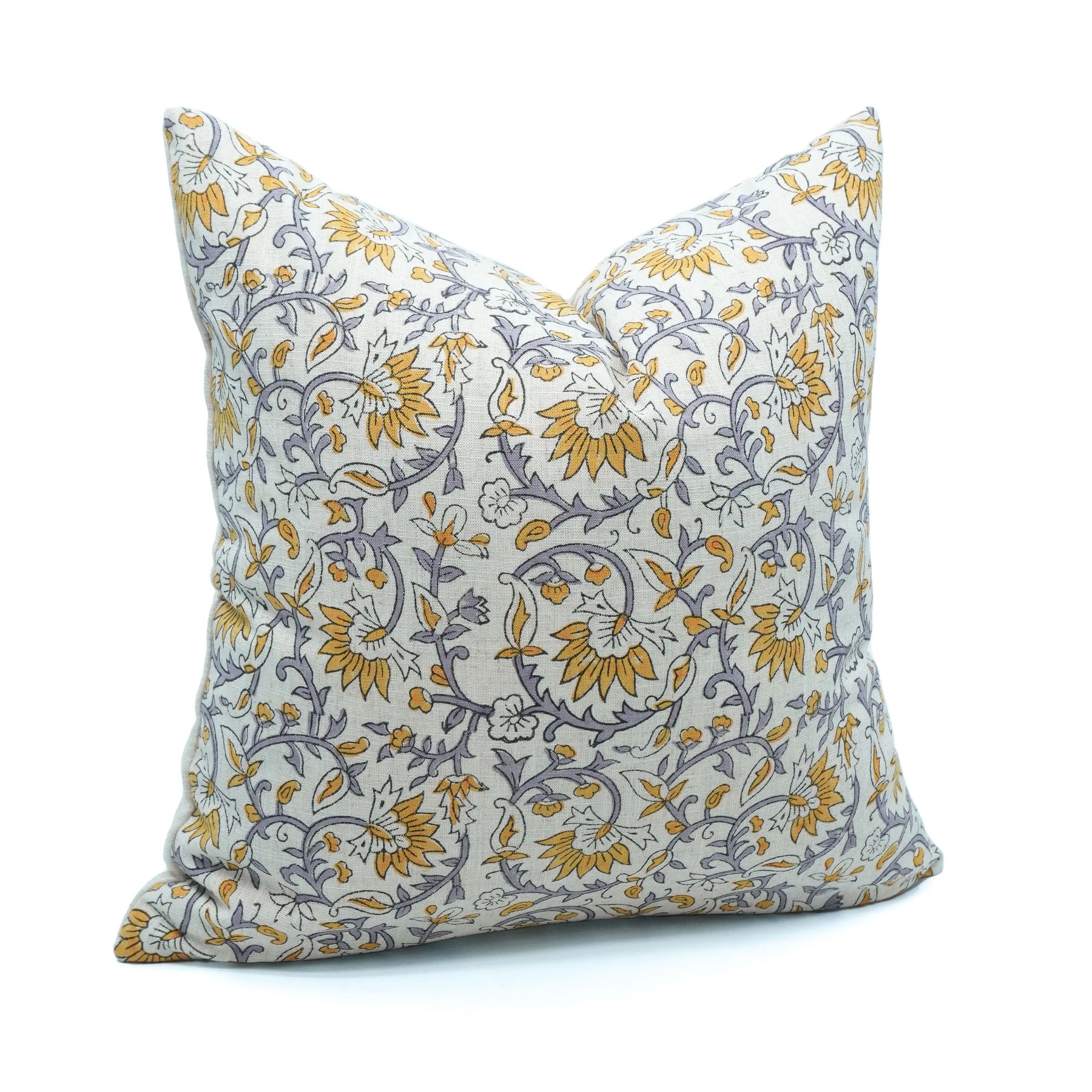 Decorative Block Print Viscose Linen Pillow Cover - Madhav