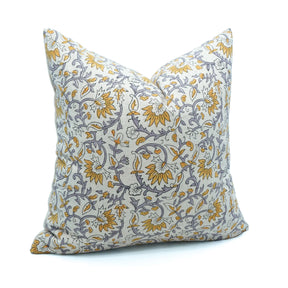Decorative Block Print Viscose Linen Pillow Cover - Madhav