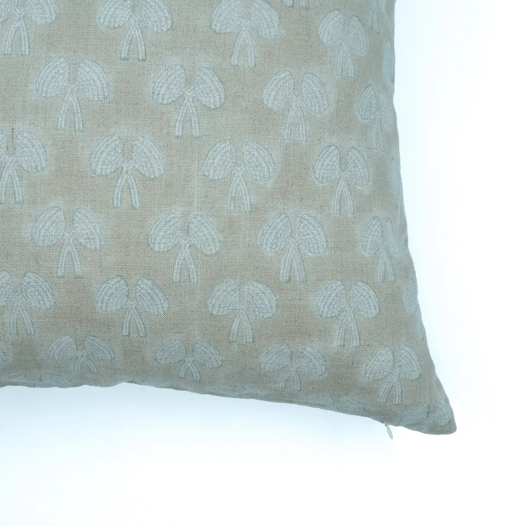 Handmade Block Print Pure Linen Throw Pillow Cover - Damru