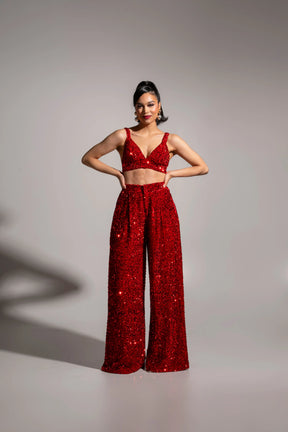 LIZA Sequin Bra Top in RUBY