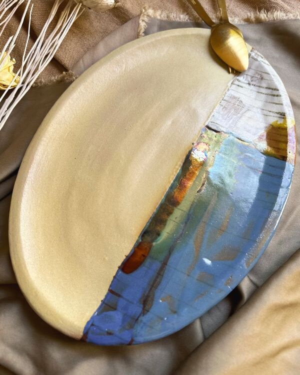 Abstract Blonde Serving Platter