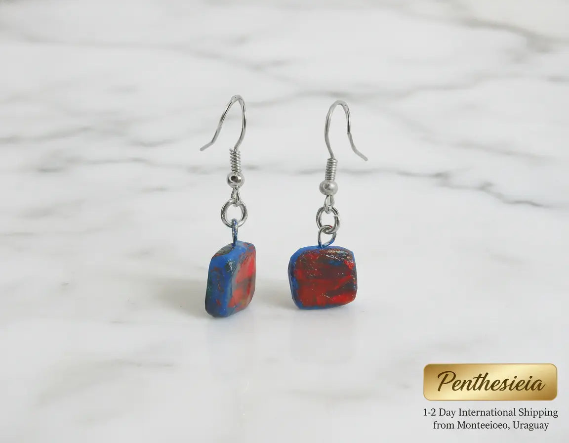 Aurore Hand-painted Square Ceramic Earrings