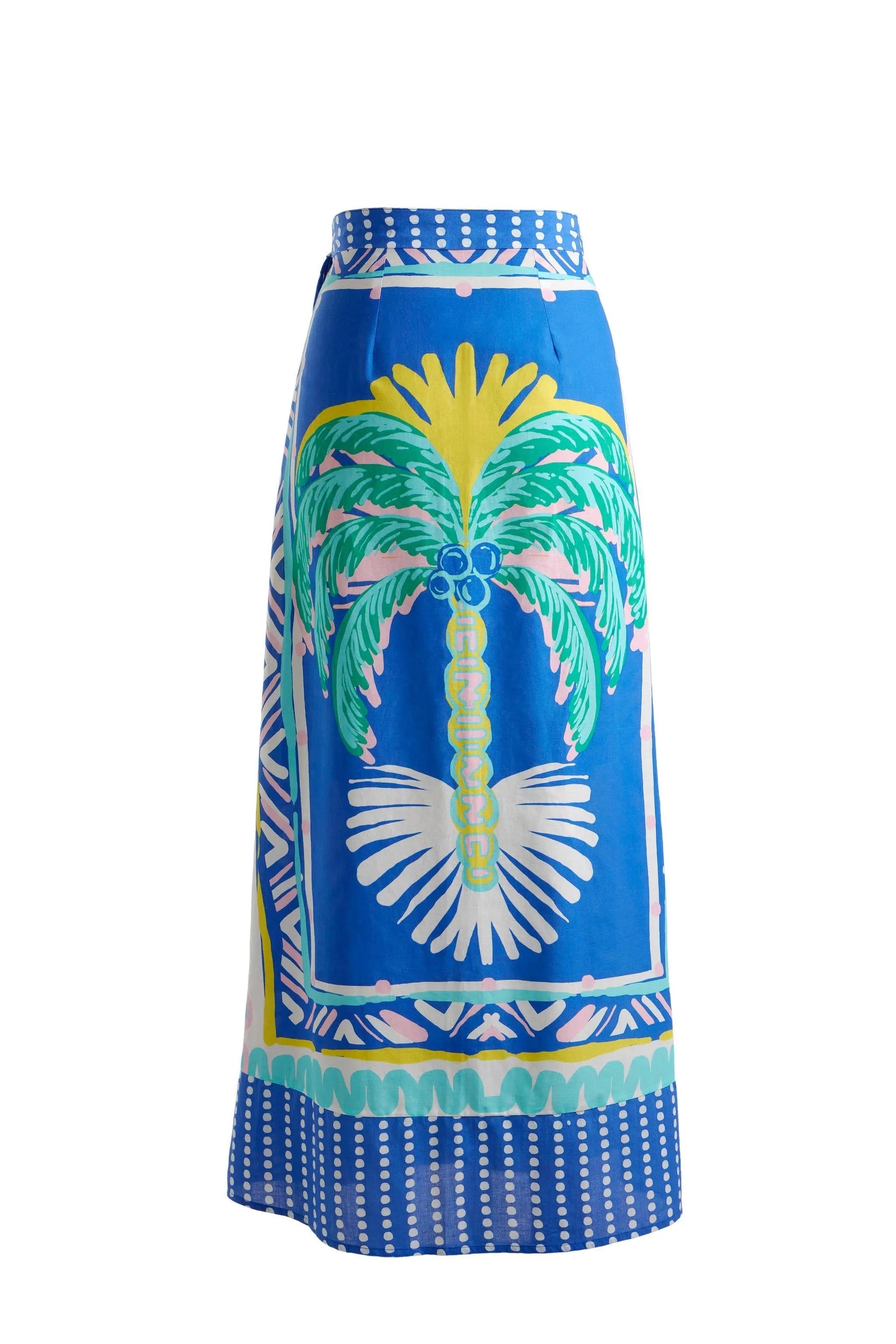 Wrap Front Maxi Skirt Blue Palm