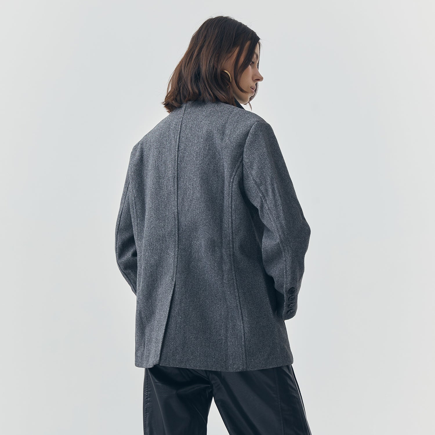 COLETTE GREY WOOL SINGLE BREASTED BLAZER