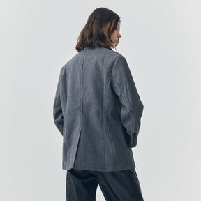 COLETTE GREY WOOL SINGLE BREASTED BLAZER
