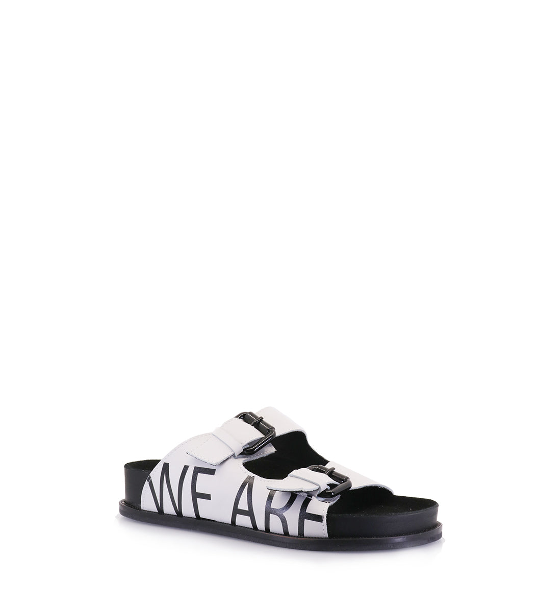 White Birk Sandals with Gloss Buckles Minty
