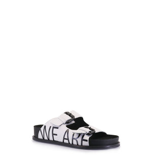 White Birk Sandals with Gloss Buckles Minty