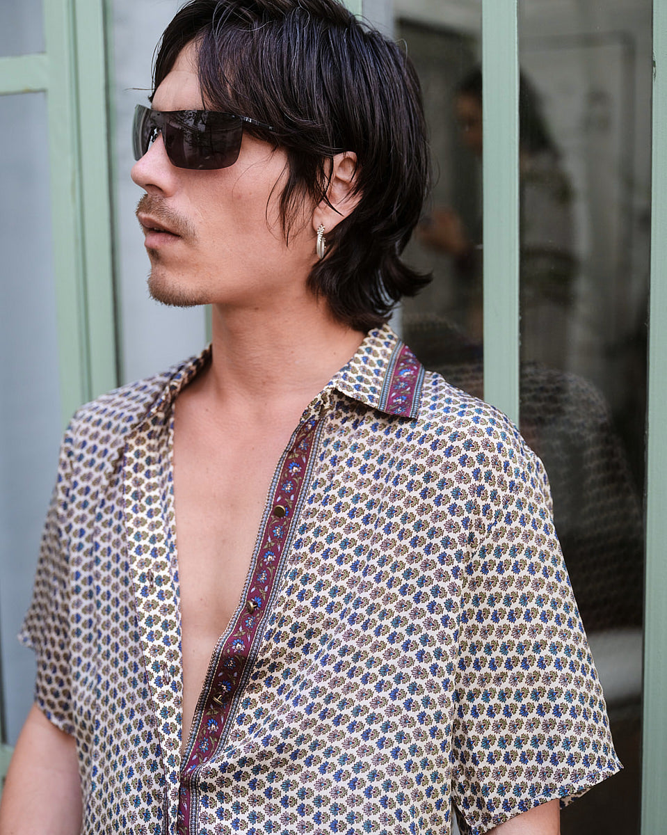 Embossed Botanic Short Sleeve Crepe Shirt