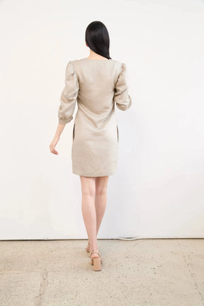 Long Sleeve Puff Dress In Tencel™ & Linen