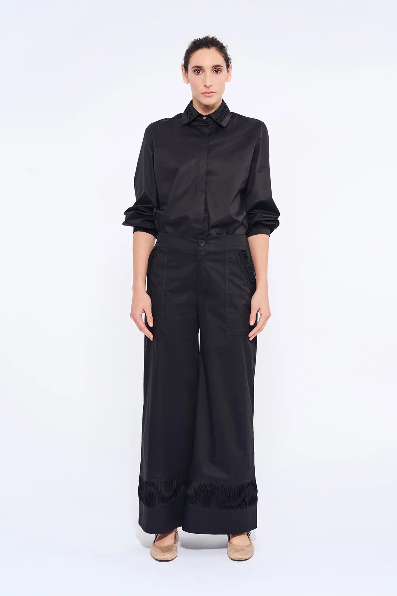 Viena Sculptural Hem Trouser | Black