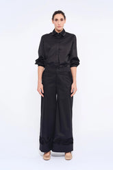 Viena Sculptural Hem Trouser | Black