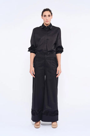 Viena Sculptural Hem Trouser | Black