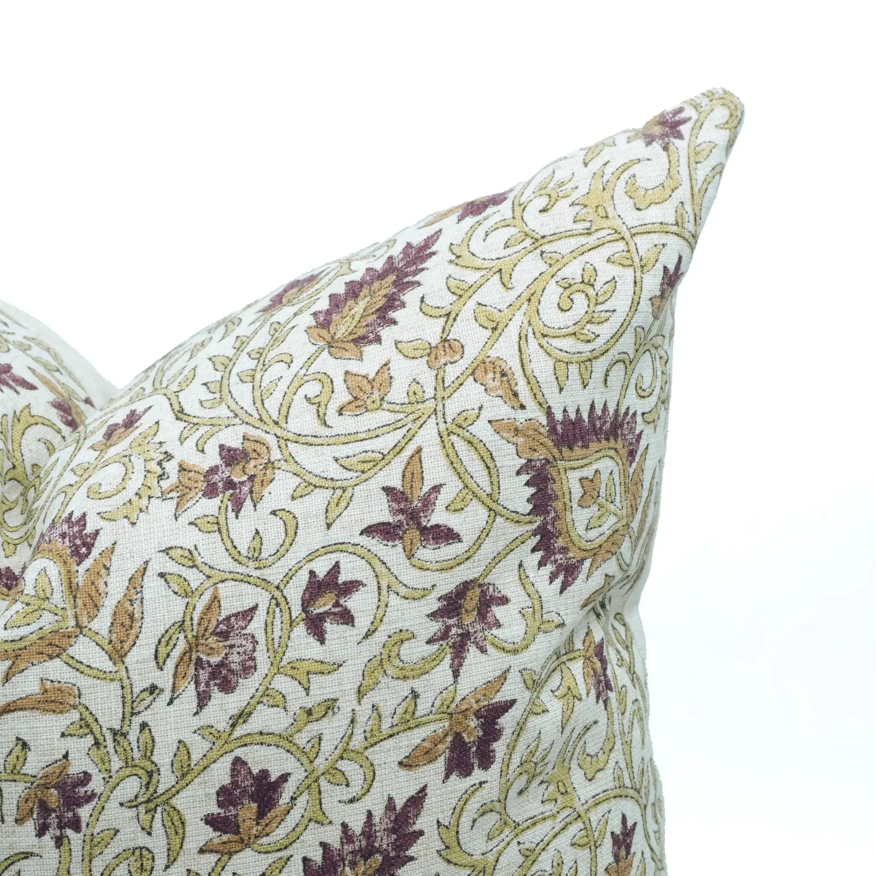 Hand Block Print Heavy Viscose Linen Throw Pillow Cover - Hawamahal