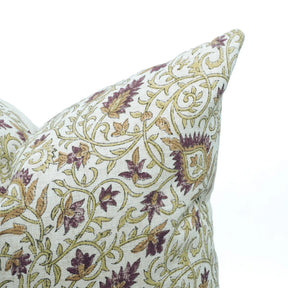 Hand Block Print Heavy Viscose Linen Throw Pillow Cover - Hawamahal
