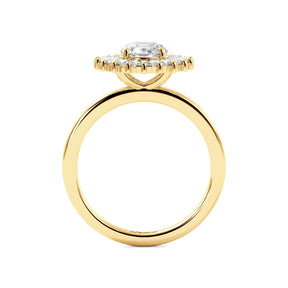 Round Tapered Baguette Halo Diamond Engagement Ring