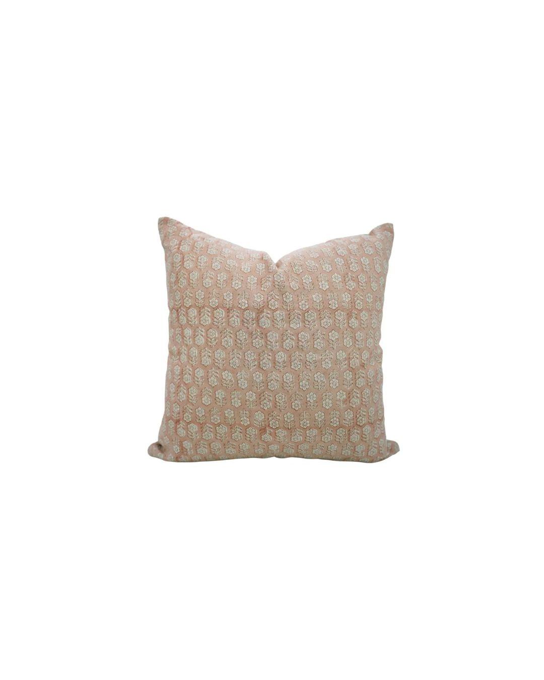 Traditional Handmade Block Printed Pure Linen Cushion Cover - Tulsi Buti