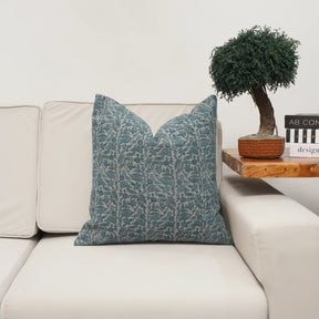Floral Block Print Thick Linen Home Pillow Cover - Manjusha