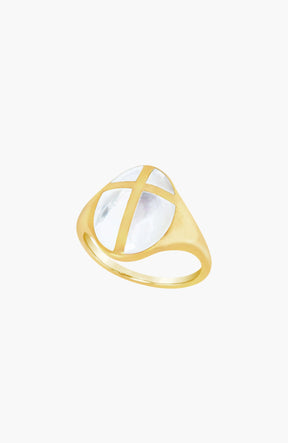 Mother Of Pearl Cross Ring
