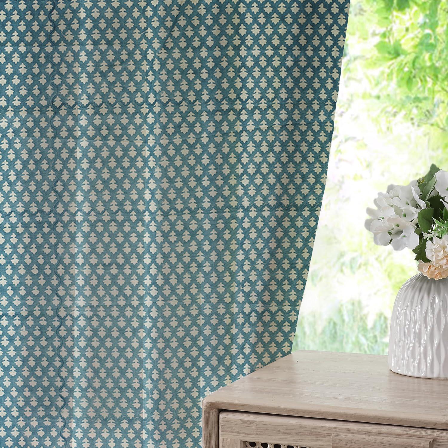 Modern Printed Pure Linen Pleated Curtain - Pinkcity
