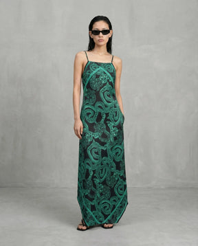 Silk Serpent Noir Maxi Dress