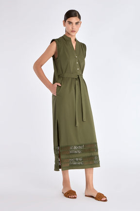 Maki Nehru Collar Dress | Olive