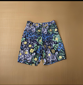 Blue, Green, and Gold Motif Long Shorts