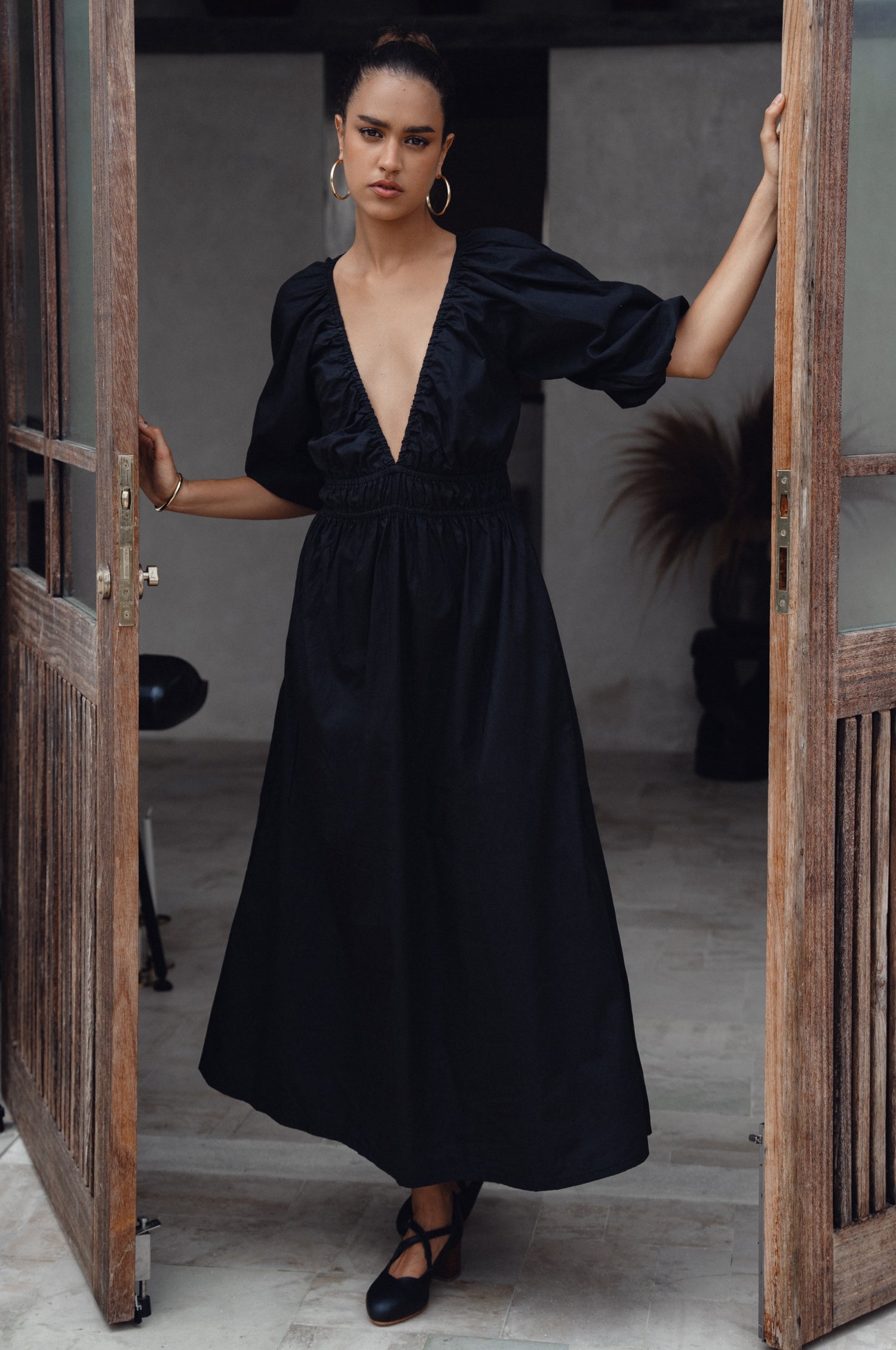 Kezas Cotton Maxi Dress - Black