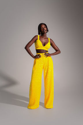 LIZA Sequin Bra Top in AMBER