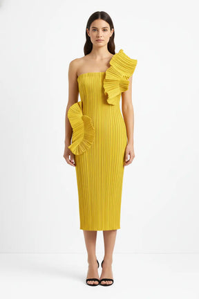 Elegant One-Shoulder Midi ‘Noelle” Dress