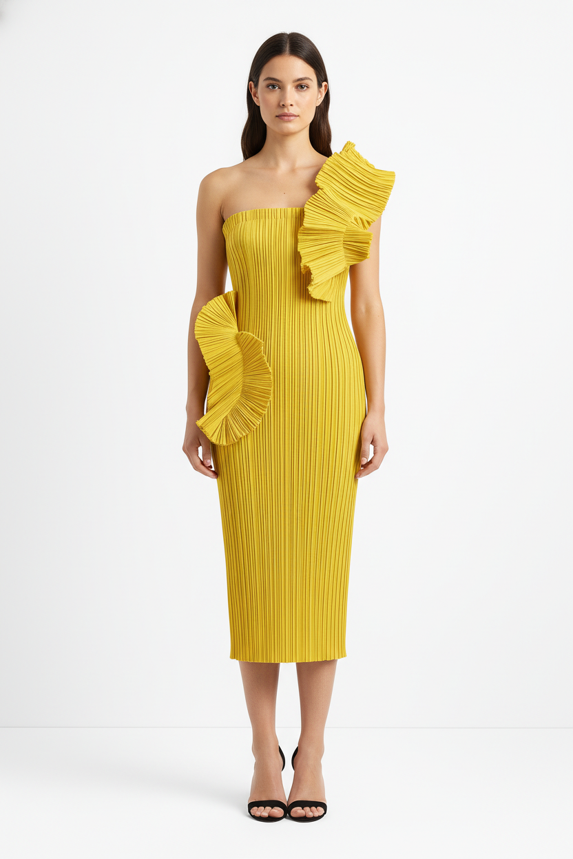 Elegant One-Shoulder Midi ‘Noelle” Dress