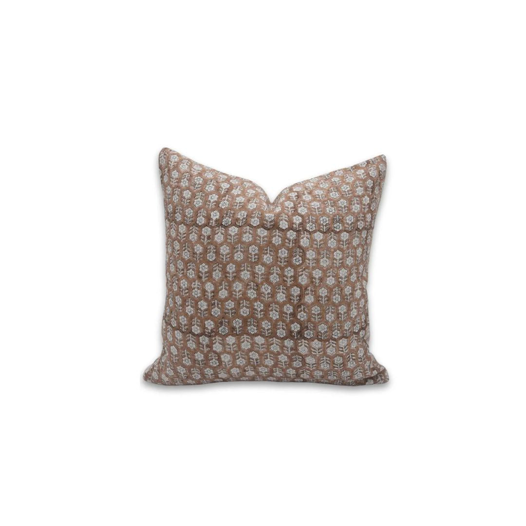 Block Print Thick Linen Designer Cushion Cover-Tulsi Buti