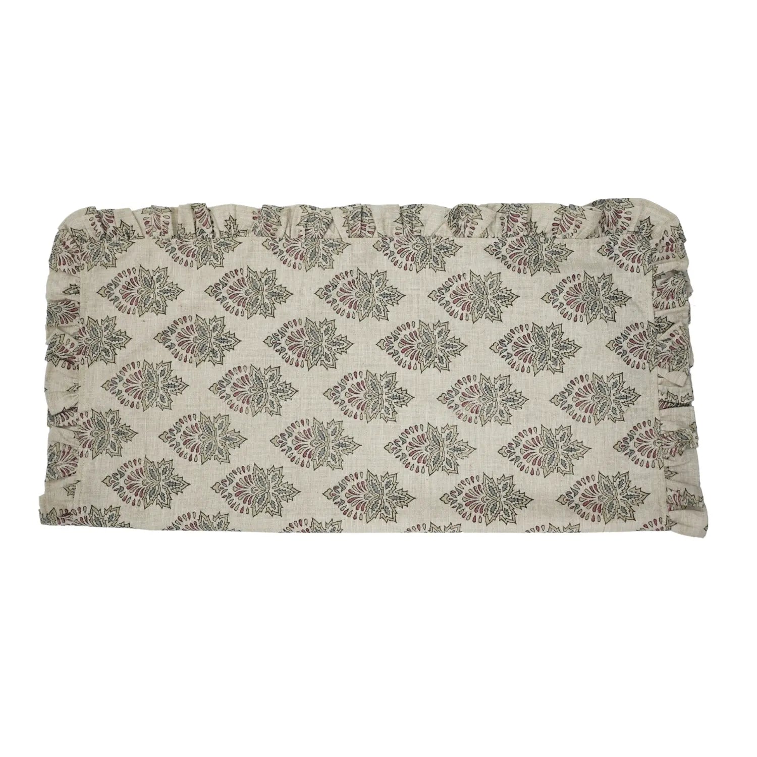 Stylish Block Printed Linen Blend Table Set Of 4 Frill Napkin - Samrat