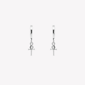 Calvary Cross Huggie Hoop Earrings