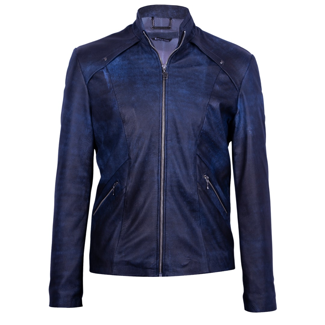 Classic Leather Jacket with Gusseted Shoulders
