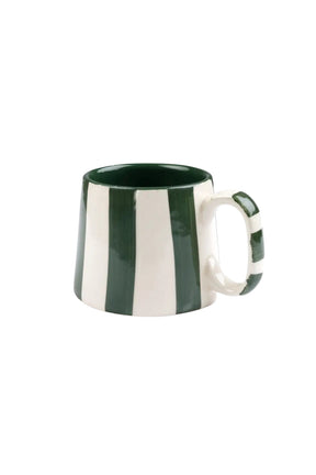 Ceramic Olive Stripe  Coffee Cup- 220ml  (set Of 2)
