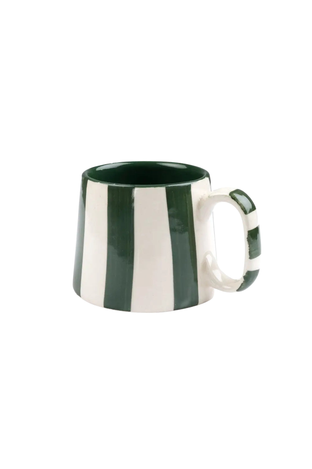 Ceramic Olive Stripe  Coffee Cup- 220ml  (set Of 2)
